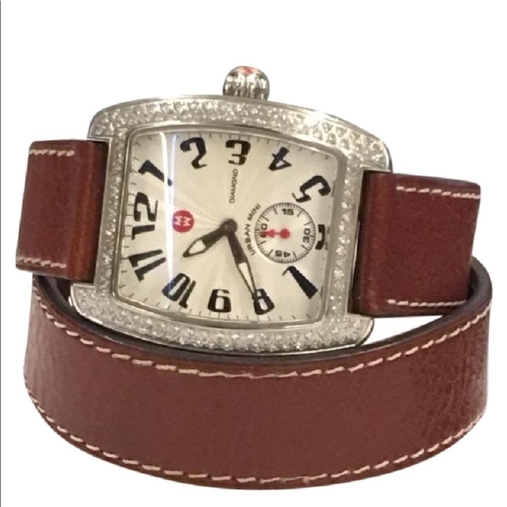 Michele Stainless Steele Diamond Mini Urban Watch